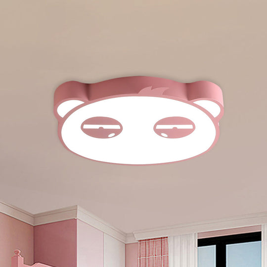 Kids Bedroom Cartoon LED Ceiling Light with Panda Shape, Acrylic Shade and Pink/Green/Blue Finish