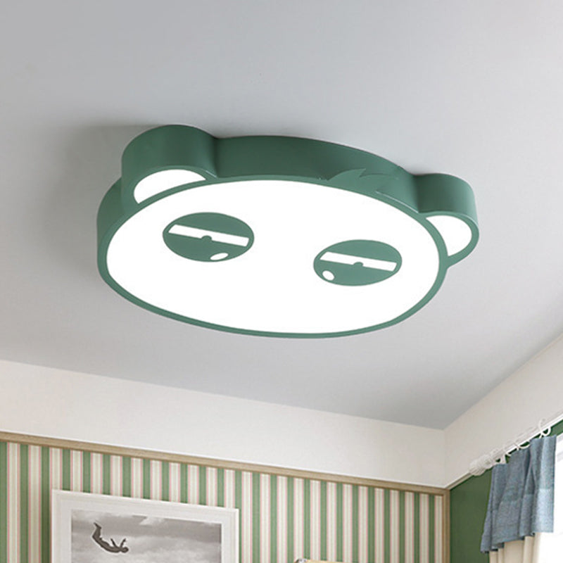 Kids Bedroom Cartoon LED Ceiling Light with Panda Shape, Acrylic Shade and Pink/Green/Blue Finish