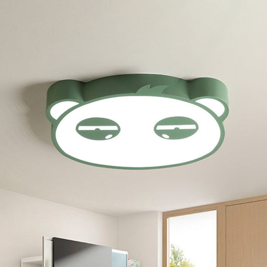 Kids Bedroom Cartoon LED Ceiling Light with Panda Shape, Acrylic Shade and Pink/Green/Blue Finish
