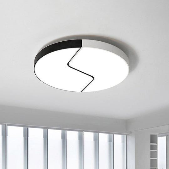 Nordic LED Ceiling Flush Lamp with Acrylic Shade and Black/White Finish in White/Warm Light