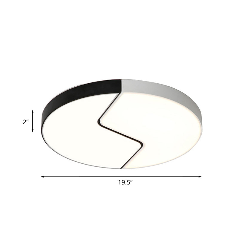 Nordic LED Ceiling Flush Lamp with Acrylic Shade and Black/White Finish in White/Warm Light