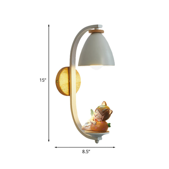 Nordic Resin Wall Lamp for Bedside with Bell Shade in White - Perfect Lighting for Sleeping Kids