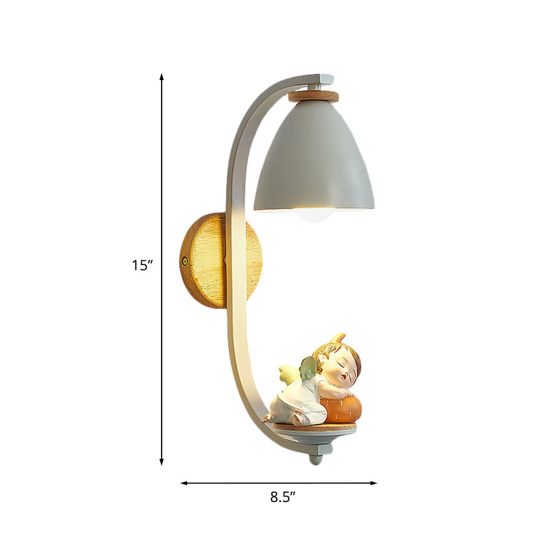 Nordic Resin Wall Lamp for Bedside with Bell Shade in White - Perfect Lighting for Sleeping Kids