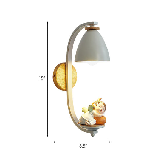 Nordic Resin Wall Lamp for Bedside with Bell Shade in White - Perfect Lighting for Sleeping Kids