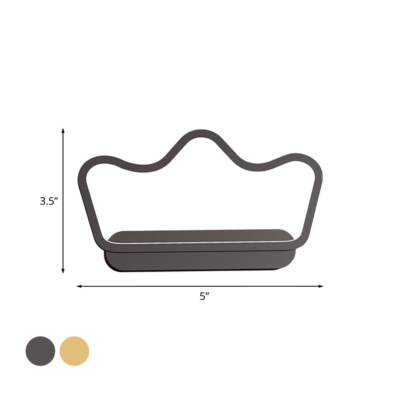 Nordic Style LED Wall Lamp in Black/Gold for Kids Bedside with Iron Bear/Crown Frame