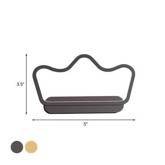 Nordic Style LED Wall Lamp in Black/Gold for Kids Bedside with Iron Bear/Crown Frame