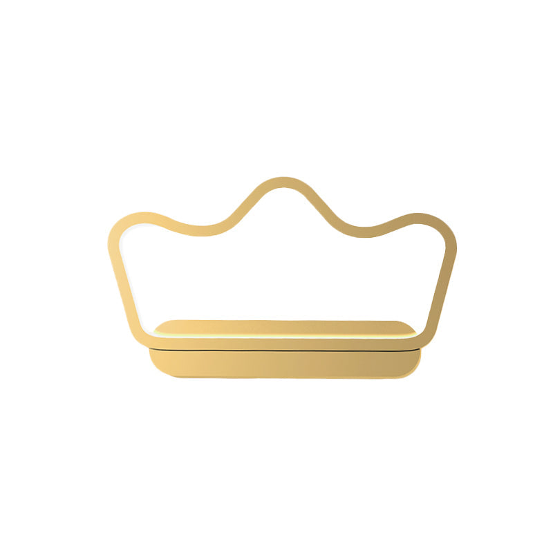 Nordic Style LED Wall Lamp in Black/Gold for Kids Bedside with Iron Bear/Crown Frame