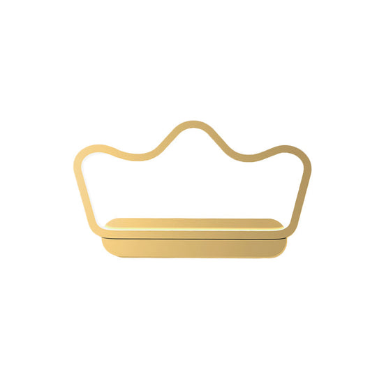 Nordic Style LED Wall Lamp in Black/Gold for Kids Bedside with Iron Bear/Crown Frame