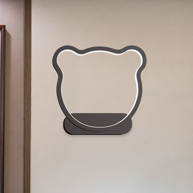 Nordic Style LED Wall Lamp in Black/Gold for Kids Bedside with Iron Bear/Crown Frame
