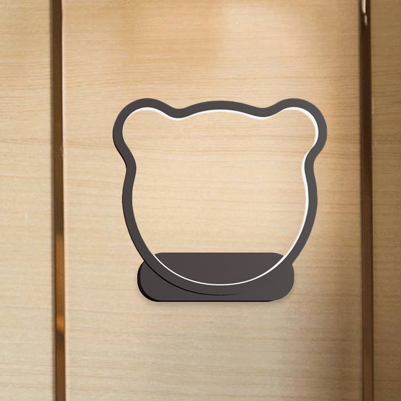 Nordic Style LED Wall Lamp in Black/Gold for Kids Bedside with Iron Bear/Crown Frame