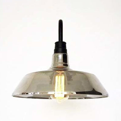 Industrial Black Wall Sconce Lighting with Smoked Glass Barn Shade - One Bulb, for Living Room