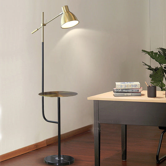 Modernist Dome Floor Lamp with Balance Arm - Gold/Black