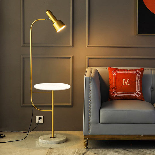 Modern Gold Floor Lamp - Metallic Tube Design - Ideal for Living Room