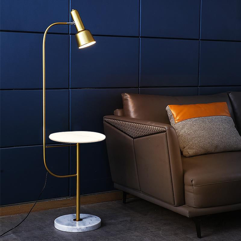 Modern Gold Floor Lamp - Metallic Tube Design - Ideal for Living Room