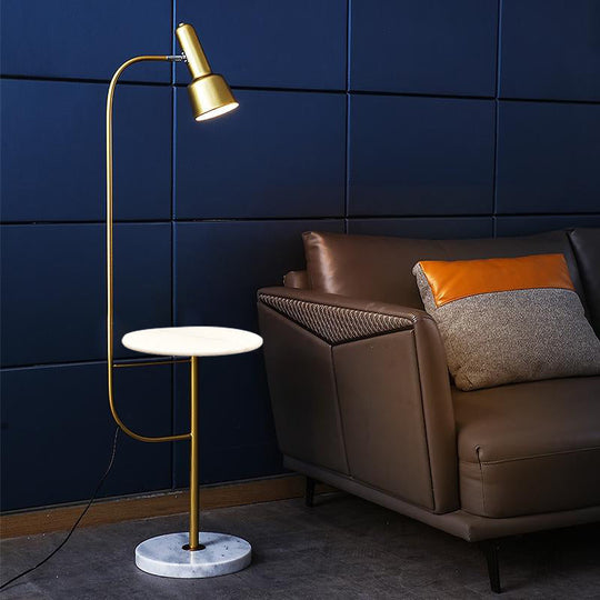 Modern Gold Floor Lamp - Metallic Tube Design - Ideal for Living Room