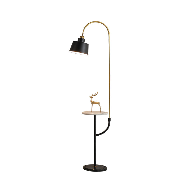 Modernist Black Floor Lamp with Metal Shade - 1-Head Living Room Stand Desk Light