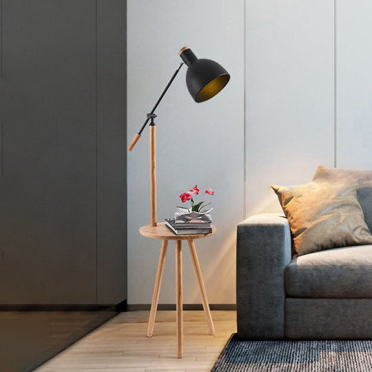 Modern LED Metal Standing Lamp - Adjustable Arm, White/Black Finish