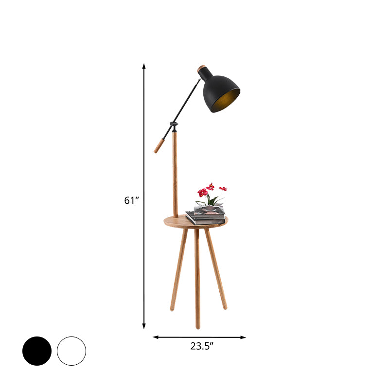 Modern LED Metal Standing Lamp - Adjustable Arm, White/Black Finish