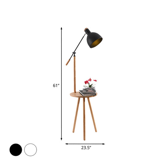 Modern LED Metal Standing Lamp - Adjustable Arm, White/Black Finish