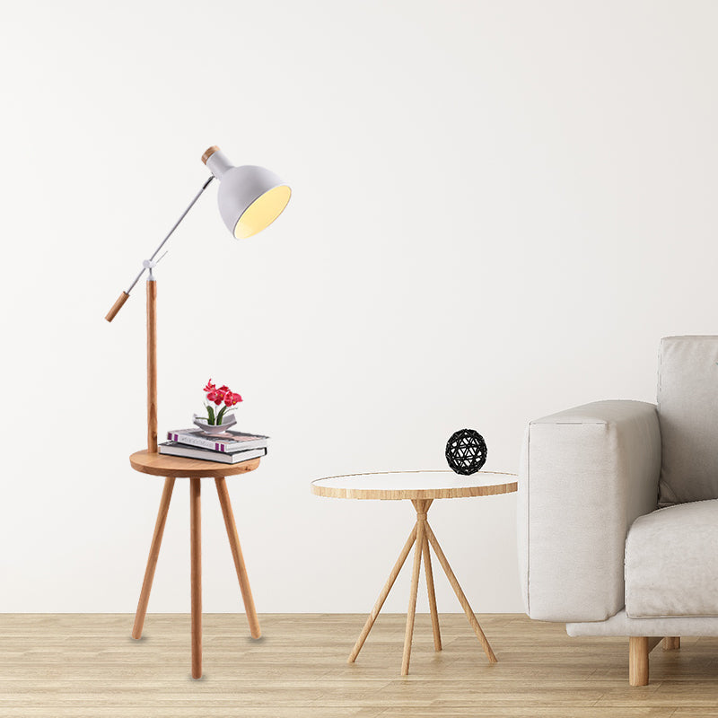 Modern LED Metal Standing Lamp - Adjustable Arm, White/Black Finish