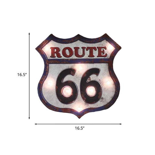 Countryside Distressed White LED Night Light with Iron Road Signboard Wall Lamp