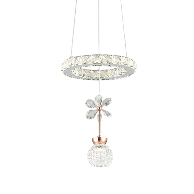 Modern Clear Crystal Glass Pendant Light Kit with LED, Ideal for Dining Room and Living Areas