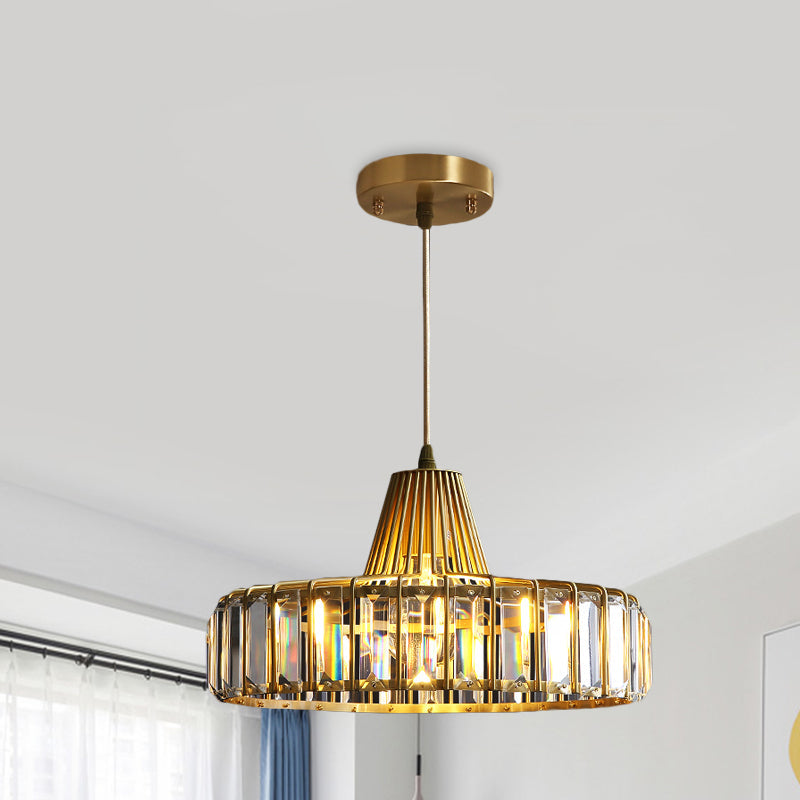 Postmodern Crystal 1-Light Gold Hat Pendant for Dining Room Ceiling