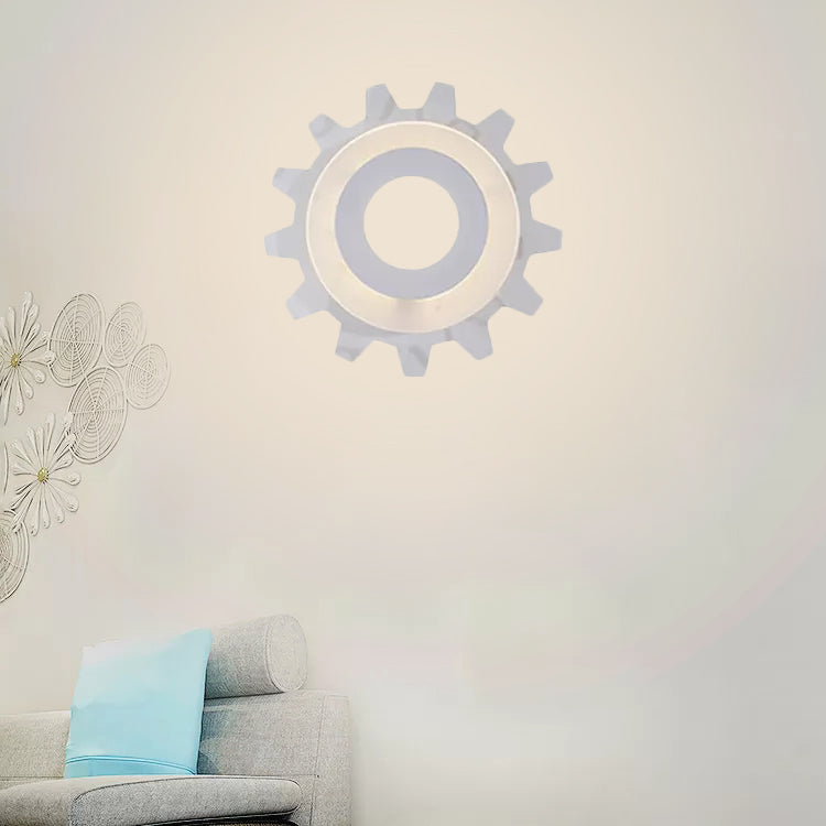 Acrylic LED Wall Light with White Finish for Kids Bedroom - Gear Wall Sconce