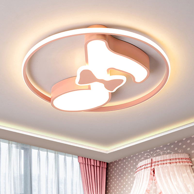 Kids Musical Note Ceiling Lamp in Pink/Light Blue - Acrylic LED Nursery Flush Mount Light with Warm/White Light