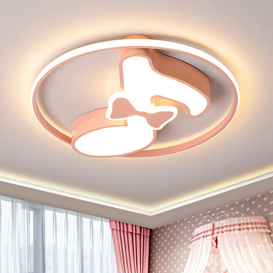 Kids Musical Note Ceiling Lamp in Pink/Light Blue - Acrylic LED Nursery Flush Mount Light with Warm/White Light