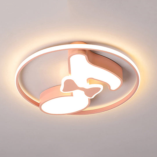 Kids Musical Note Ceiling Lamp in Pink/Light Blue - Acrylic LED Nursery Flush Mount Light with Warm/White Light