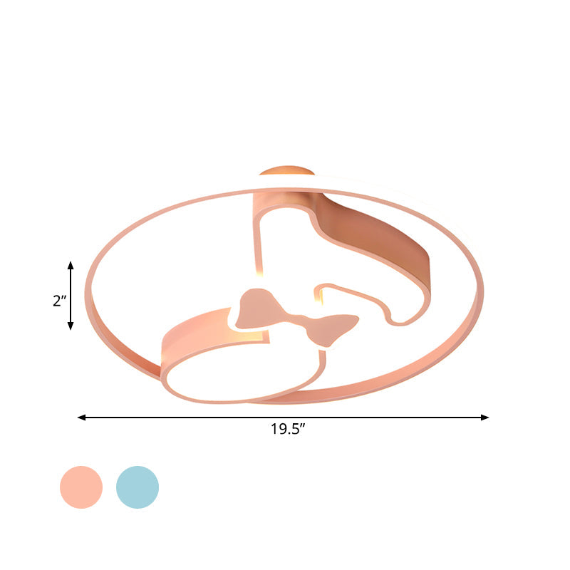 Kids Musical Note Ceiling Lamp in Pink/Light Blue - Acrylic LED Nursery Flush Mount Light with Warm/White Light