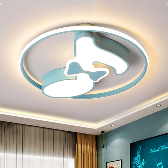 Kids Musical Note Ceiling Lamp in Pink/Light Blue - Acrylic LED Nursery Flush Mount Light with Warm/White Light
