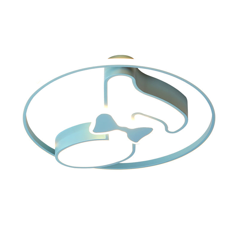 Kids Musical Note Ceiling Lamp in Pink/Light Blue - Acrylic LED Nursery Flush Mount Light with Warm/White Light