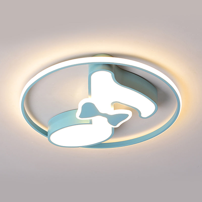 Kids Musical Note Ceiling Lamp in Pink/Light Blue - Acrylic LED Nursery Flush Mount Light with Warm/White Light