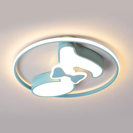 Kids Musical Note Ceiling Lamp in Pink/Light Blue - Acrylic LED Nursery Flush Mount Light with Warm/White Light