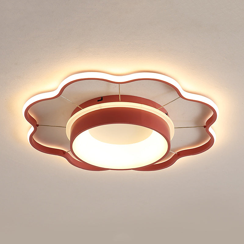 Flower Flush Mount Spotlight Kids LED Light in Pink/Gold – Warm/White