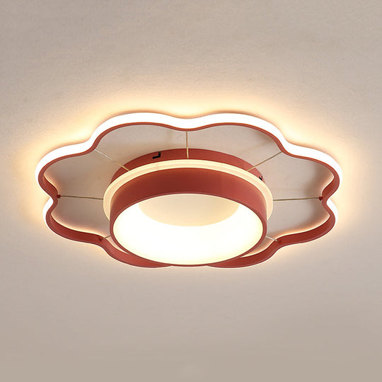 Flower Flush Mount Spotlight Kids LED Light in Pink/Gold – Warm/White