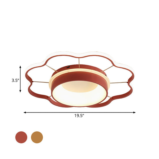 Flower Flush Mount Spotlight Kids LED Light in Pink/Gold – Warm/White