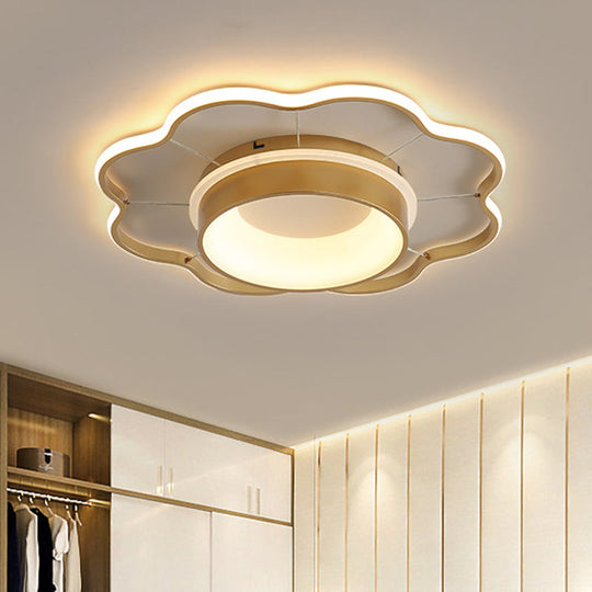 Flower Flush Mount Spotlight Kids LED Light in Pink/Gold – Warm/White