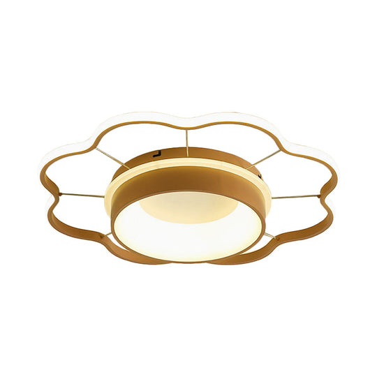 Flower Flush Mount Spotlight Kids LED Light in Pink/Gold – Warm/White