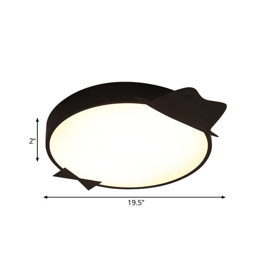 Kids LED Flush Mount Ceiling Light - Black Round Acrylic Fixture in Warm/White Light