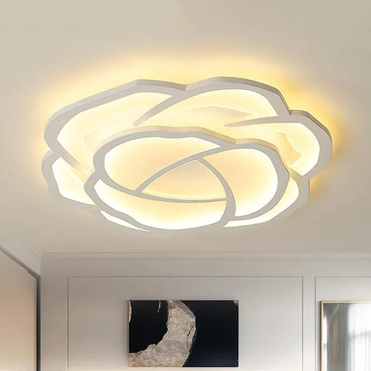 Blossom Acrylic LED Flush Mount Light: Minimalistic White Recessed Lighting with 3-Color Options