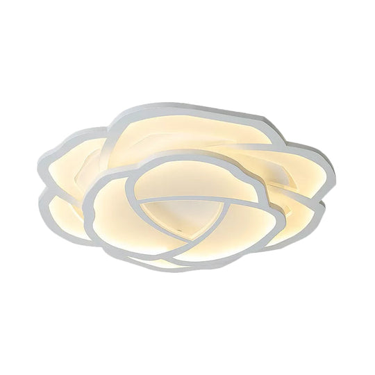 Blossom Acrylic LED Flush Mount Light: Minimalistic White Recessed Lighting with 3-Color Options