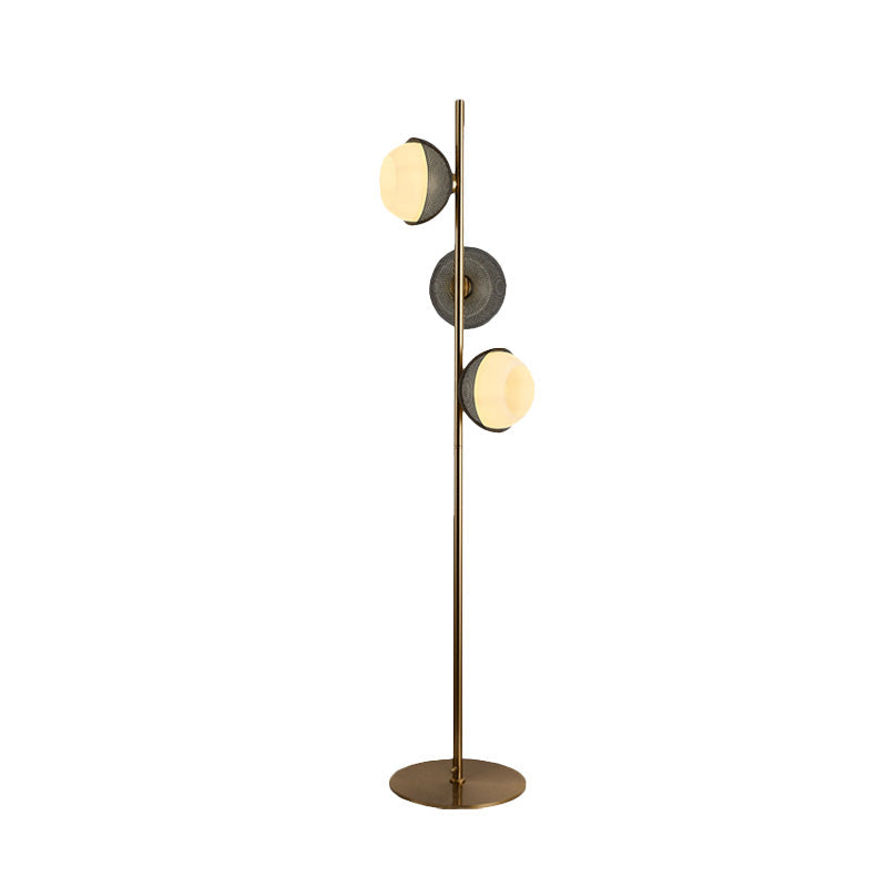 Minimalist Metal Floor Reading Lamp with Coconut Shape, 3-Head Black Stand Up Light for Living Room