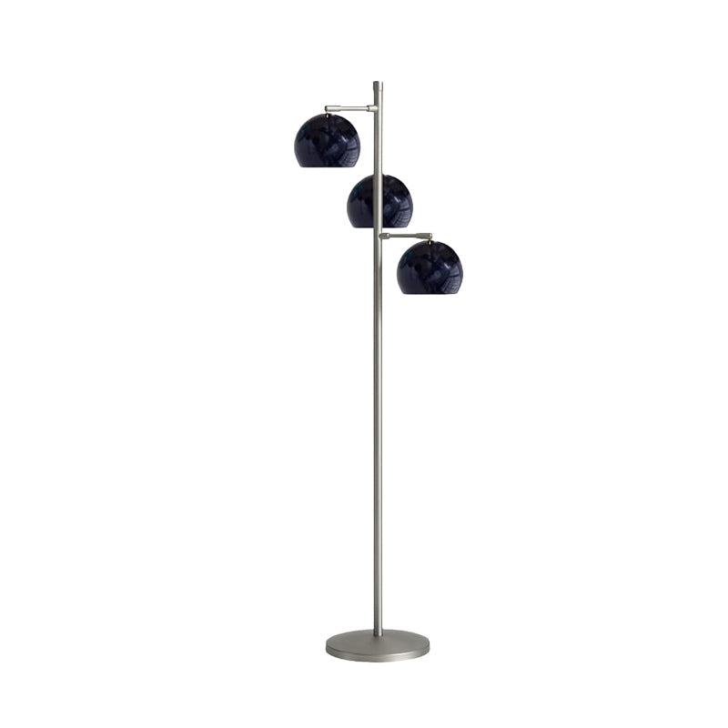 Simplicity Sphere-Shaped Metal Floor Lamp with 3 Heads in Black/White/Blue - Ideal for Living Room Lighting