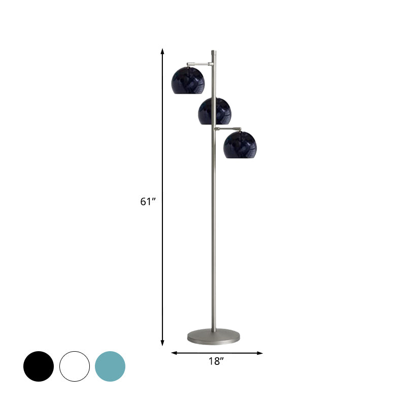 Simplicity Sphere-Shaped Metal Floor Lamp with 3 Heads in Black/White/Blue - Ideal for Living Room Lighting