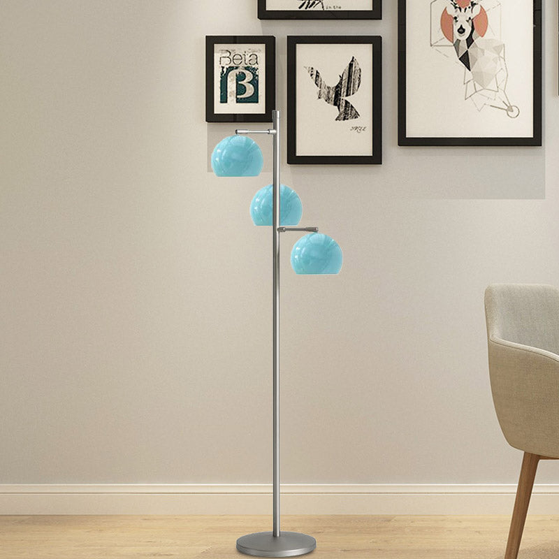 Simplicity Sphere-Shaped Metal Floor Lamp with 3 Heads in Black/White/Blue - Ideal for Living Room Lighting