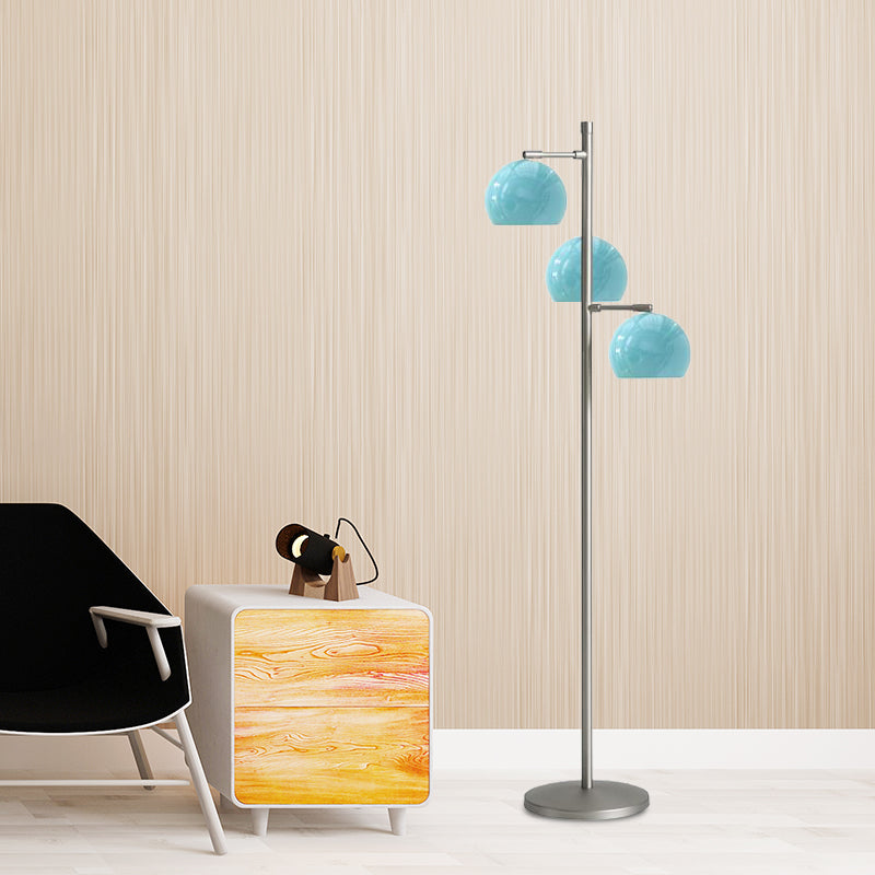 Simplicity Sphere-Shaped Metal Floor Lamp with 3 Heads in Black/White/Blue - Ideal for Living Room Lighting