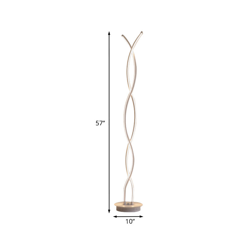 Modern Twist Reading Floor Lamp - Metallic LED Lighting for Bedroom with Stand, Warm/White Light